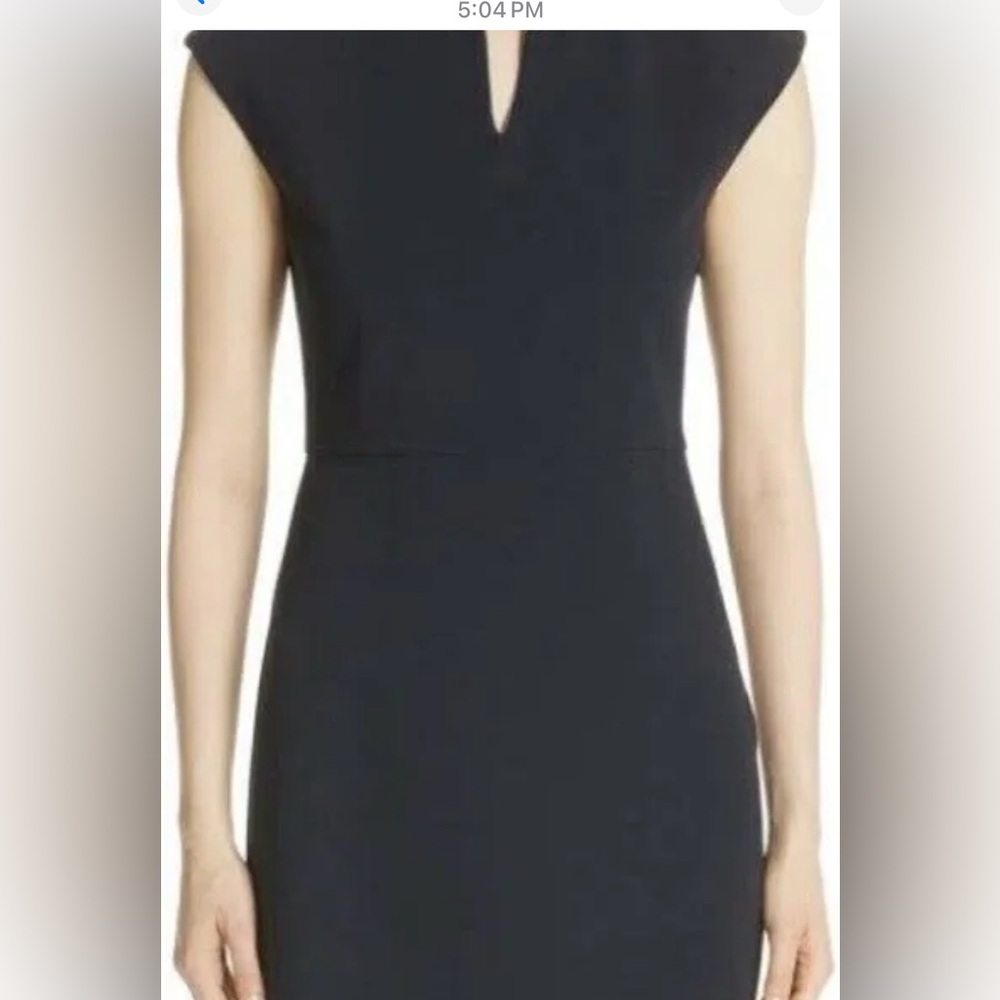 Navy Midi Sheath Dress with Silver Trim